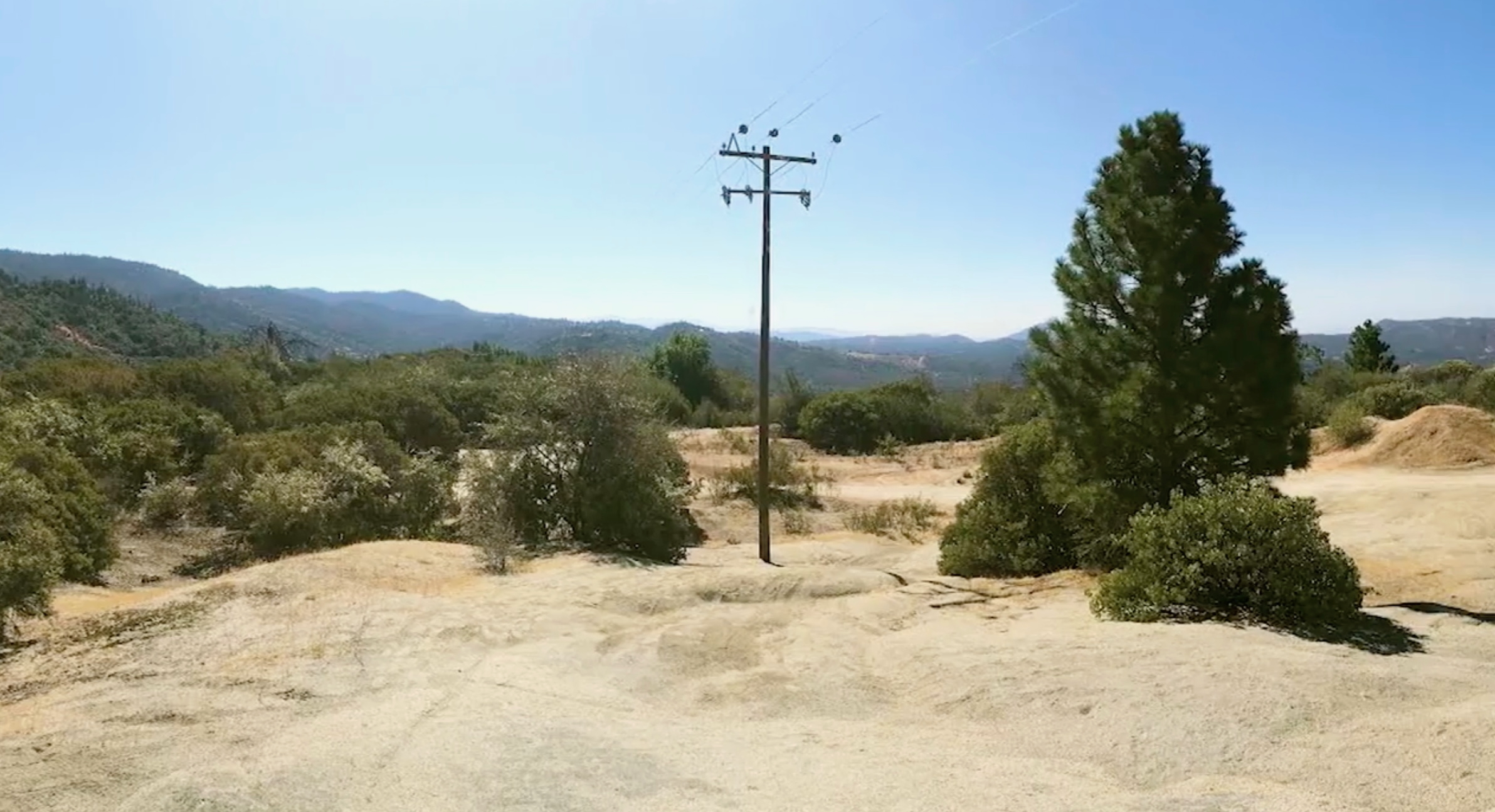 Power pole and PGE electrical lines on the Kings Canyon property